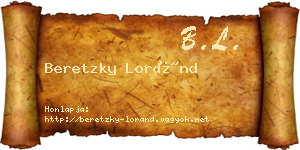 Beretzky Loránd névjegykártya